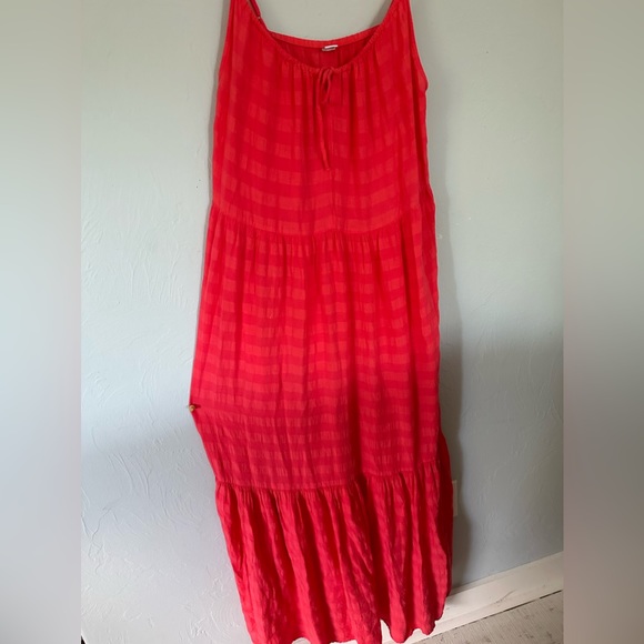 ❤️ NWT Old Navy Women's Tiered Tie-Front Maxi Swing Sundress Dress Red Lory SZ L - Picture 13 of 16